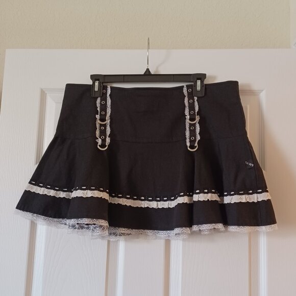 Tripp nyc Dresses & Skirts - Vintage 90's Y2K Tripp NYC Black & White Lace Maid Skirt Size XL